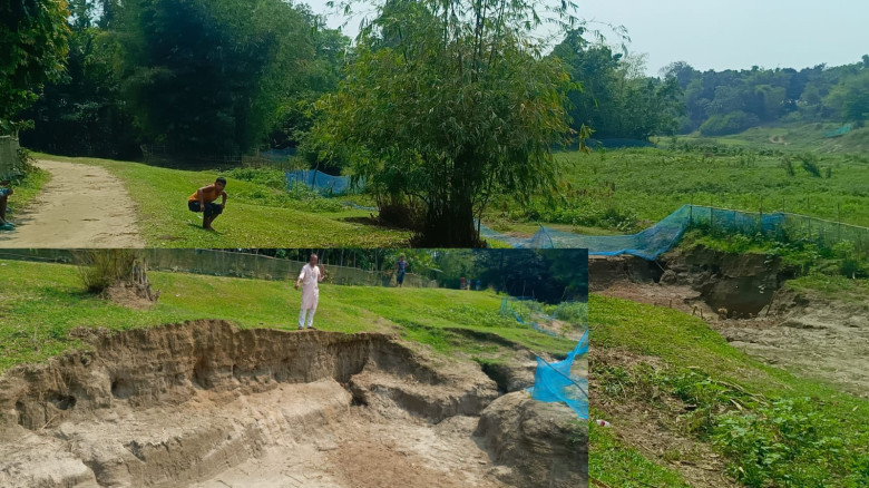 গোয়াইনঘাটে রাস্তার পাশ থেকে অবৈধভাবে বালু বিক্রি: ধ্বংসের মু