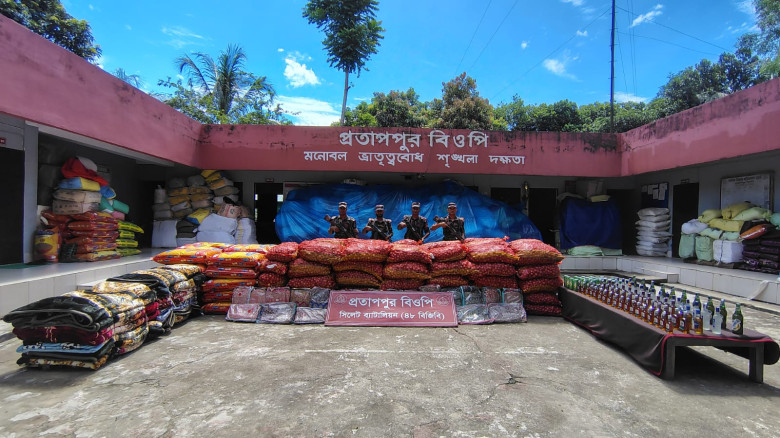 গোয়াইনঘাট সীমান্তে ৬০ লাখ টাকার পেঁয়াজ, মদসহ চোরাচালানি মালা