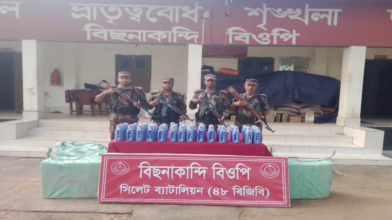 গোয়াইনঘাট সীমান্তে ৪৬ লাখ টাকার চোরাচালানি পণ্য আটক